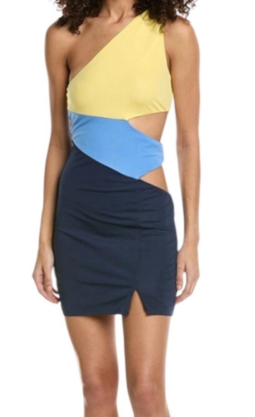 Staud Letta cutout sleeveless dress blue yellow size Large L